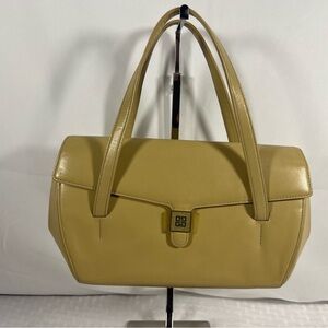 3028: Givenchy Vintage Beige Leather Top Handle Shoulder Bag